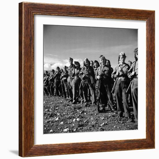 Group of Fairly Well Equipped Male and Female Resistance Fighters, Called the Andartes-Dmitri Kessel-Framed Photographic Print