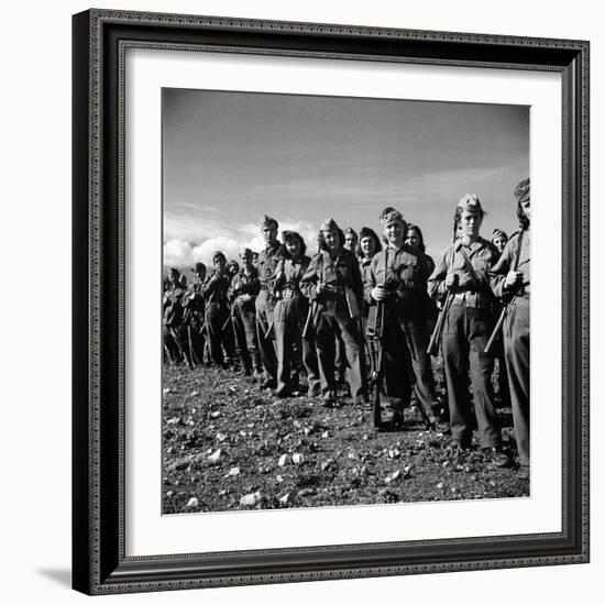 Group of Fairly Well Equipped Male and Female Resistance Fighters, Called the Andartes-Dmitri Kessel-Framed Photographic Print