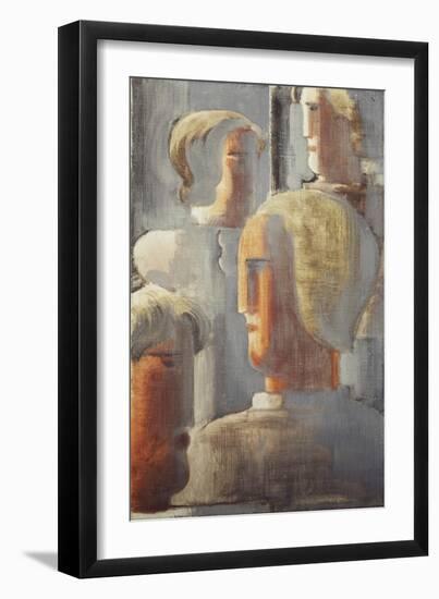Group of Four Heads Gray Blue-Oskar Schlemmer-Framed Giclee Print