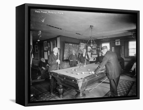 Group of Gentlemen Playing Pool at Billiards Hall Photograph-Lantern Press-Framed Stretched Canvas