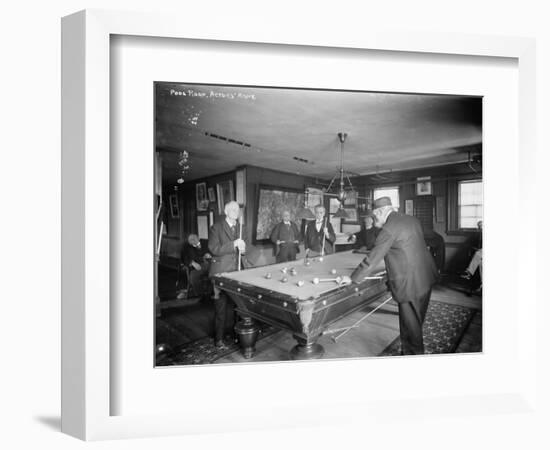 Group of Gentlemen Playing Pool at Billiards Hall Photograph-Lantern Press-Framed Art Print