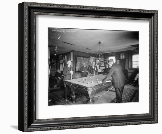 Group of Gentlemen Playing Pool at Billiards Hall Photograph-Lantern Press-Framed Art Print