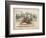 Group of Gentlemen Watch a Monkey Riding a Dog-null-Framed Art Print