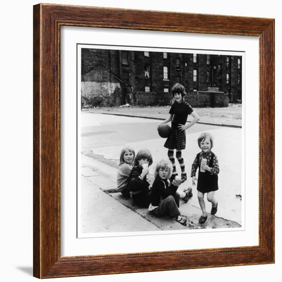 Group of Girls in an East Glasgow Street, Scotland-Henry Grant-Framed Photographic Print