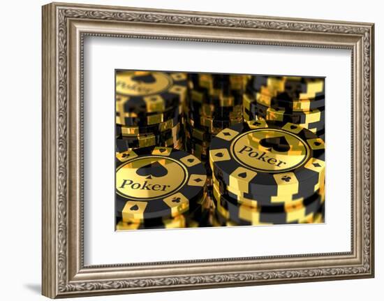 Group of Gold Poker Chips-null-Framed Art Print