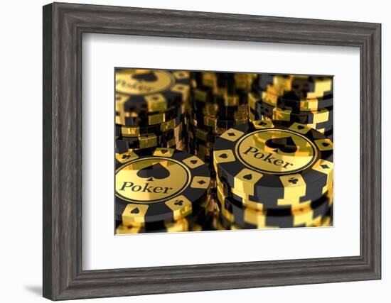 Group of Gold Poker Chips-null-Framed Art Print