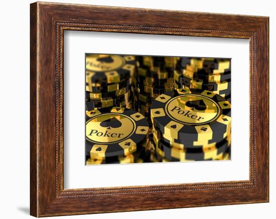 Group of Gold Poker Chips-null-Framed Art Print