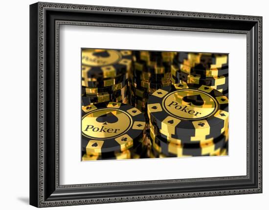 Group of Gold Poker Chips-null-Framed Art Print