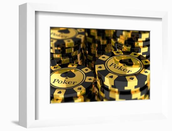 Group of Gold Poker Chips-null-Framed Art Print