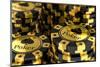 Group of Gold Poker Chips-null-Mounted Art Print