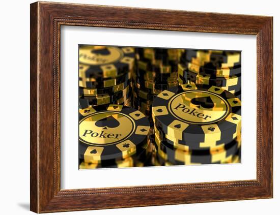 Group of Gold Poker Chips-null-Framed Art Print