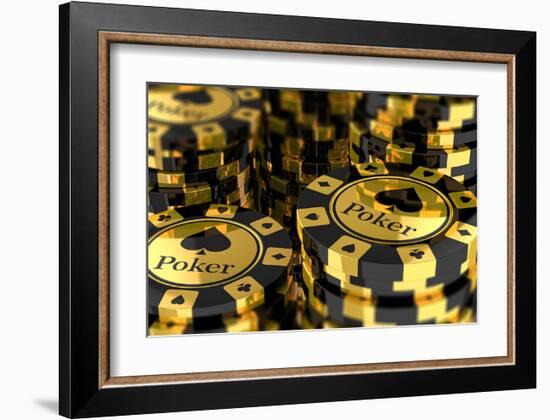 Group of Gold Poker Chips-null-Framed Art Print