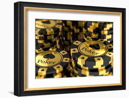 Group of Gold Poker Chips-null-Framed Art Print