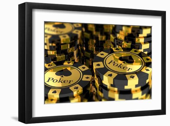 Group of Gold Poker Chips-null-Framed Art Print