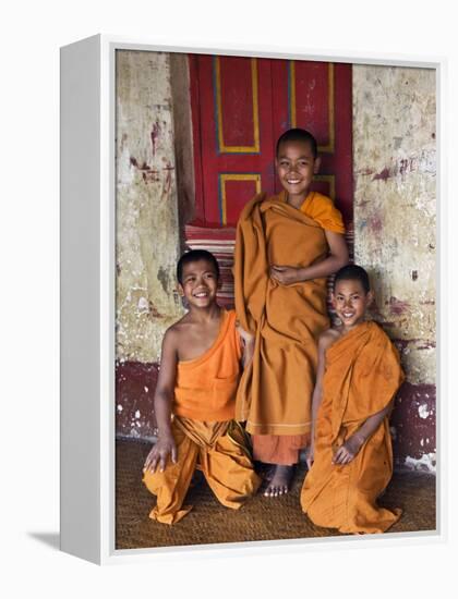Group of Happy Young Novice Monks at Monastery in Ban-Lo, a Shan Village Outside Kengtung, Myanmar-Nigel Pavitt-Framed Premier Image Canvas