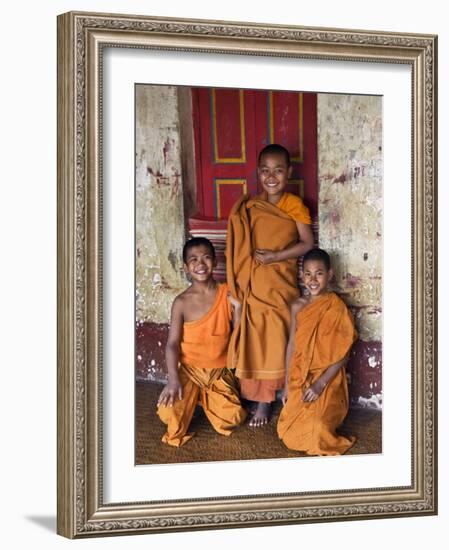 Group of Happy Young Novice Monks at Monastery in Ban-Lo, a Shan Village Outside Kengtung, Myanmar-Nigel Pavitt-Framed Photographic Print