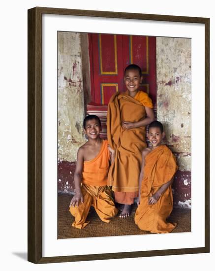 Group of Happy Young Novice Monks at Monastery in Ban-Lo, a Shan Village Outside Kengtung, Myanmar-Nigel Pavitt-Framed Photographic Print