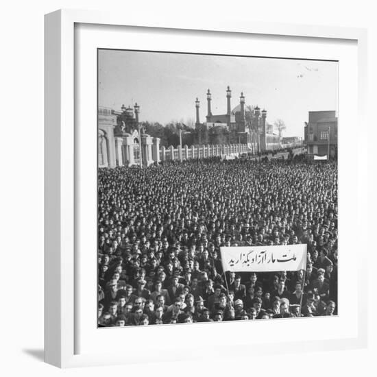 Group of Iranians Protesting Against the Oil Rights in Iran-Dmitri Kessel-Framed Photographic Print