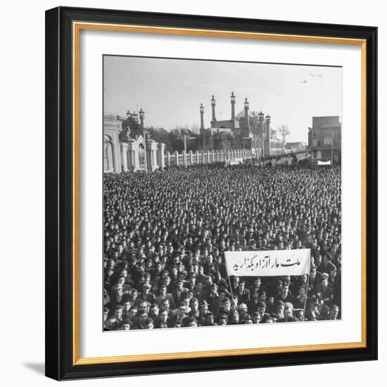 Group of Iranians Protesting Against the Oil Rights in Iran-Dmitri Kessel-Framed Photographic Print