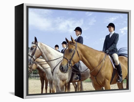 Group of Jockeys Sitting on Horses-null-Framed Premier Image Canvas