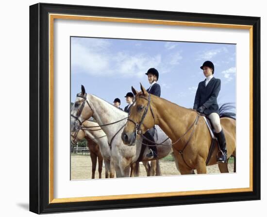 Group of Jockeys Sitting on Horses-null-Framed Photographic Print