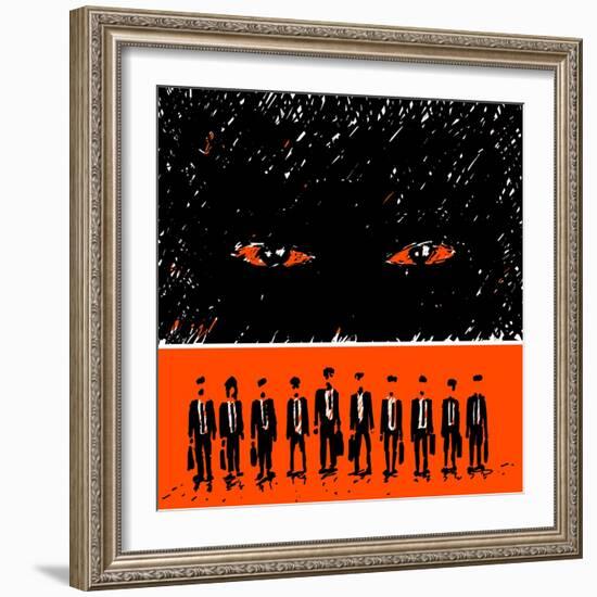 Group of Men in Suits on the Aggressiveness of Capitalism-JoeBakal-Framed Art Print