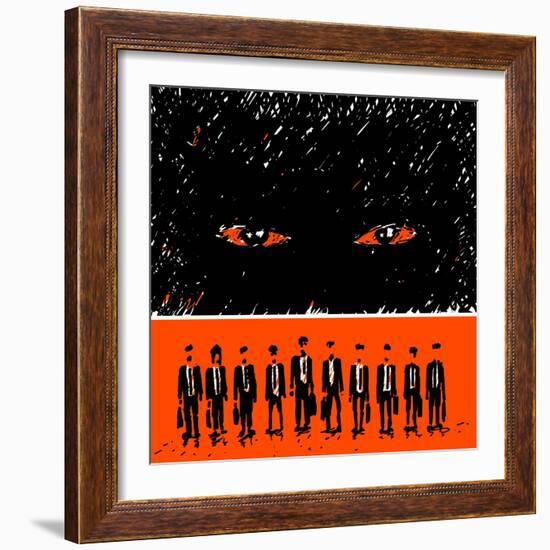 Group of Men in Suits on the Aggressiveness of Capitalism-JoeBakal-Framed Art Print