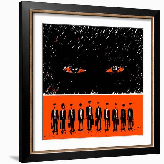 Group of Men in Suits on the Aggressiveness of Capitalism-JoeBakal-Framed Art Print