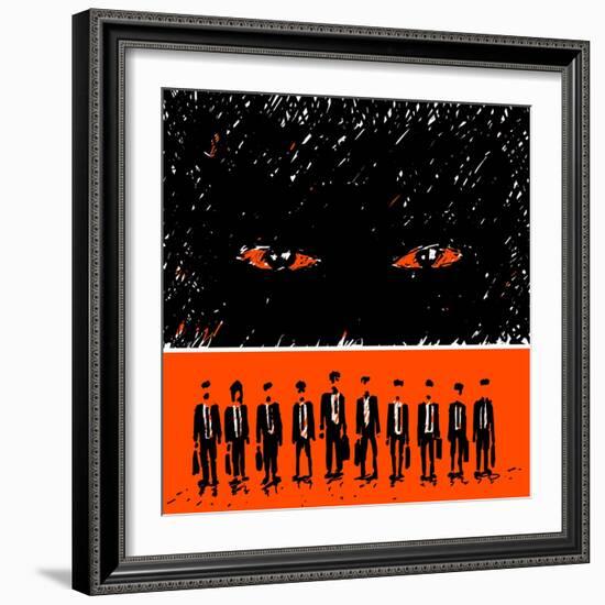 Group of Men in Suits on the Aggressiveness of Capitalism-JoeBakal-Framed Art Print