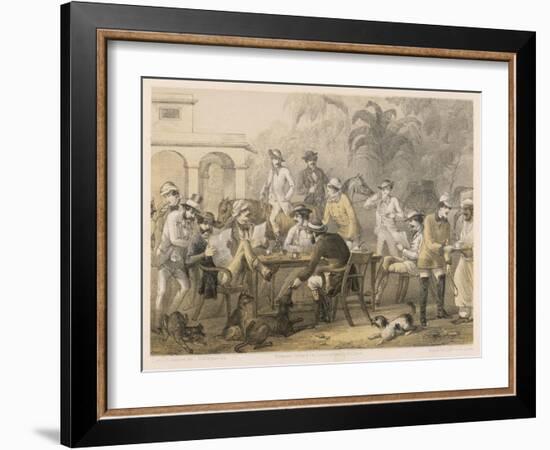 Group of Men Take Morning Coffee on a British Station-Captain G.f. Atkinson-Framed Art Print