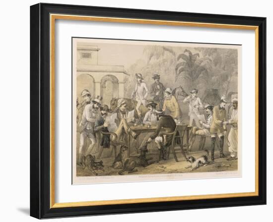 Group of Men Take Morning Coffee on a British Station-Captain G.f. Atkinson-Framed Art Print