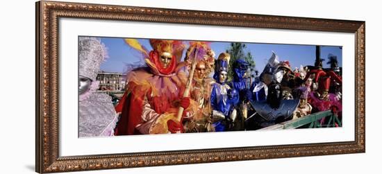 Group of People in Masks and Costume, Carnival, Venice, Veneto, Italy, Europe-Bruno Morandi-Framed Photographic Print