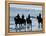 Group of People on Horseback at the Beach-null-Framed Premier Image Canvas