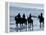 Group of People on Horseback at the Beach-null-Framed Premier Image Canvas