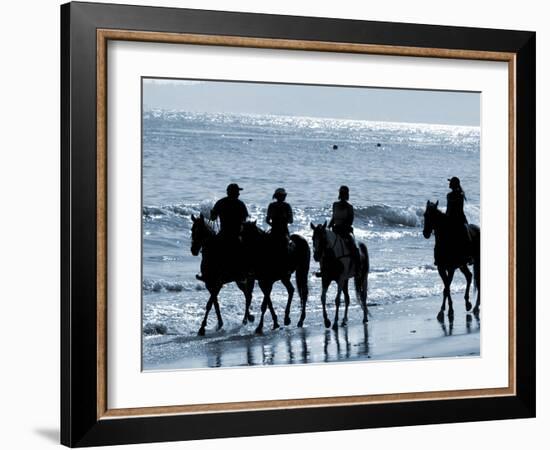 Group of People on Horseback at the Beach-null-Framed Photographic Print