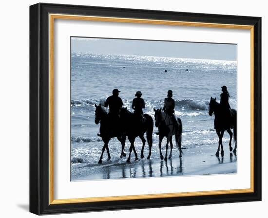 Group of People on Horseback at the Beach-null-Framed Photographic Print