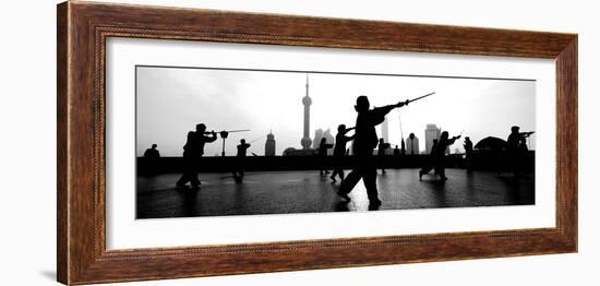 Group of People Practicing Tai Chi, the Bund, Shanghai, China-null-Framed Photographic Print