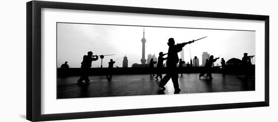 Group of People Practicing Tai Chi, the Bund, Shanghai, China-null-Framed Photographic Print