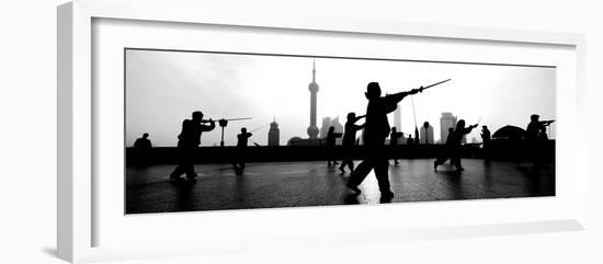 Group of People Practicing Tai Chi, the Bund, Shanghai, China-null-Framed Photographic Print