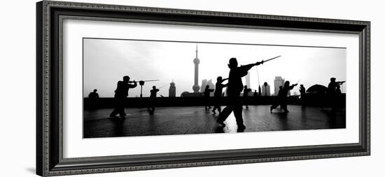 Group of People Practicing Tai Chi, the Bund, Shanghai, China-null-Framed Photographic Print
