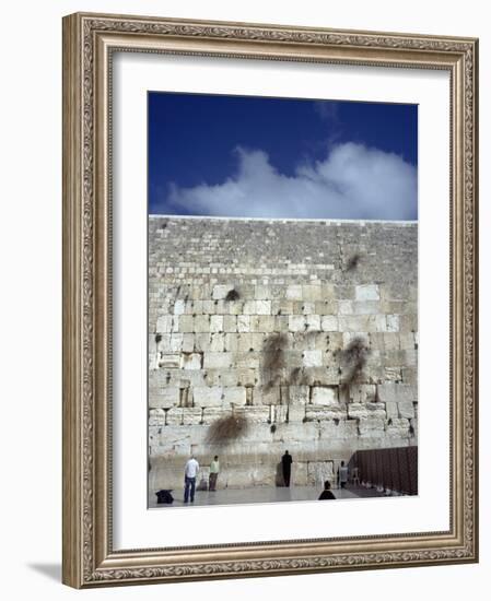 Group of People Praying in Front of a Wall, Western Wall, Jerusalem, Israel-null-Framed Photographic Print