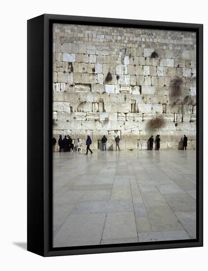 Group of People Praying in Front of a Wall, Western Wall, Old City, Jerusalem, Israel-null-Framed Premier Image Canvas