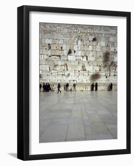 Group of People Praying in Front of a Wall, Western Wall, Old City, Jerusalem, Israel-null-Framed Photographic Print
