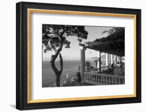 Group of people sitting in a restaurant by the sea, Imperial Tramontano, Sorrento, Naples, Campa...-null-Framed Photographic Print