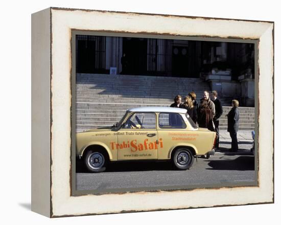 Group of People Talking Beside a Trabant Tour Car, Mitte, Berlin, Germany-Richard Nebesky-Framed Premier Image Canvas