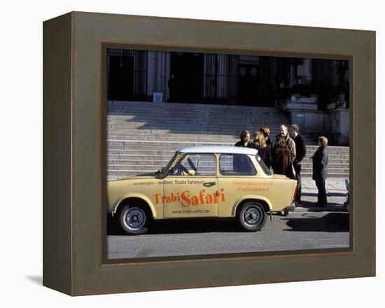 Group of People Talking Beside a Trabant Tour Car, Mitte, Berlin, Germany-Richard Nebesky-Framed Premier Image Canvas