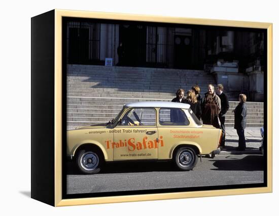 Group of People Talking Beside a Trabant Tour Car, Mitte, Berlin, Germany-Richard Nebesky-Framed Premier Image Canvas