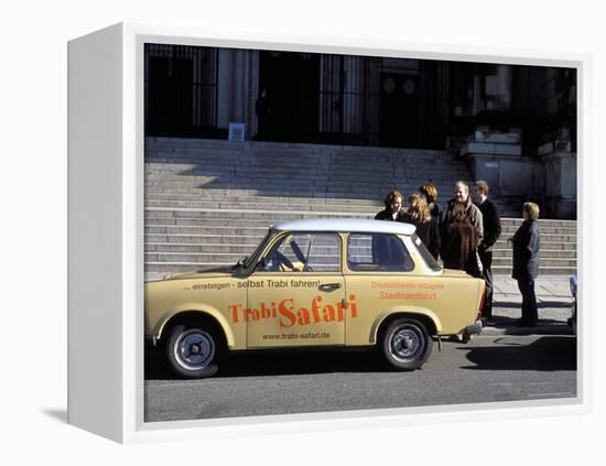 Group of People Talking Beside a Trabant Tour Car, Mitte, Berlin, Germany-Richard Nebesky-Framed Premier Image Canvas