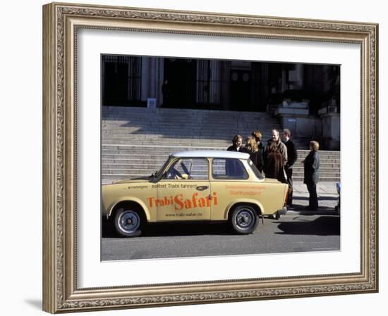 Group of People Talking Beside a Trabant Tour Car, Mitte, Berlin, Germany-Richard Nebesky-Framed Photographic Print