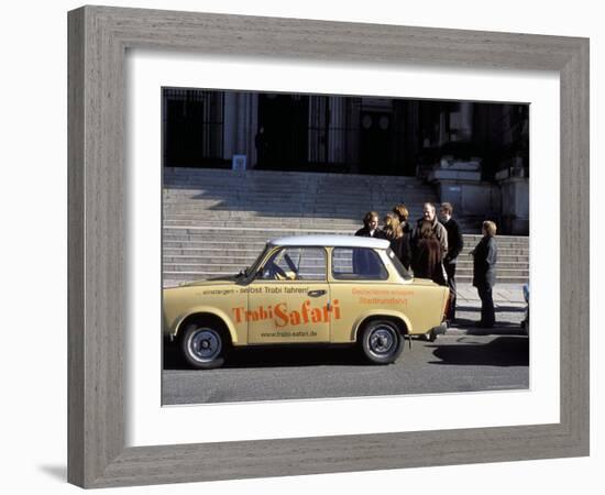 Group of People Talking Beside a Trabant Tour Car, Mitte, Berlin, Germany-Richard Nebesky-Framed Photographic Print